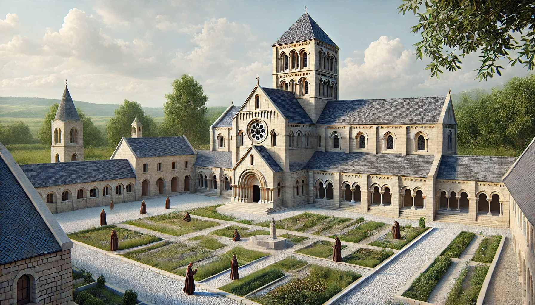 Monasterio medieval para niños de primaria