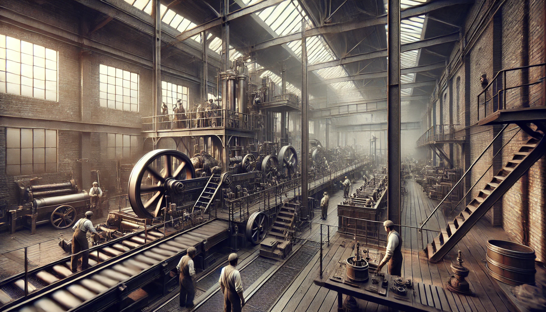 El interior de una fábrica durante la revolución industrial