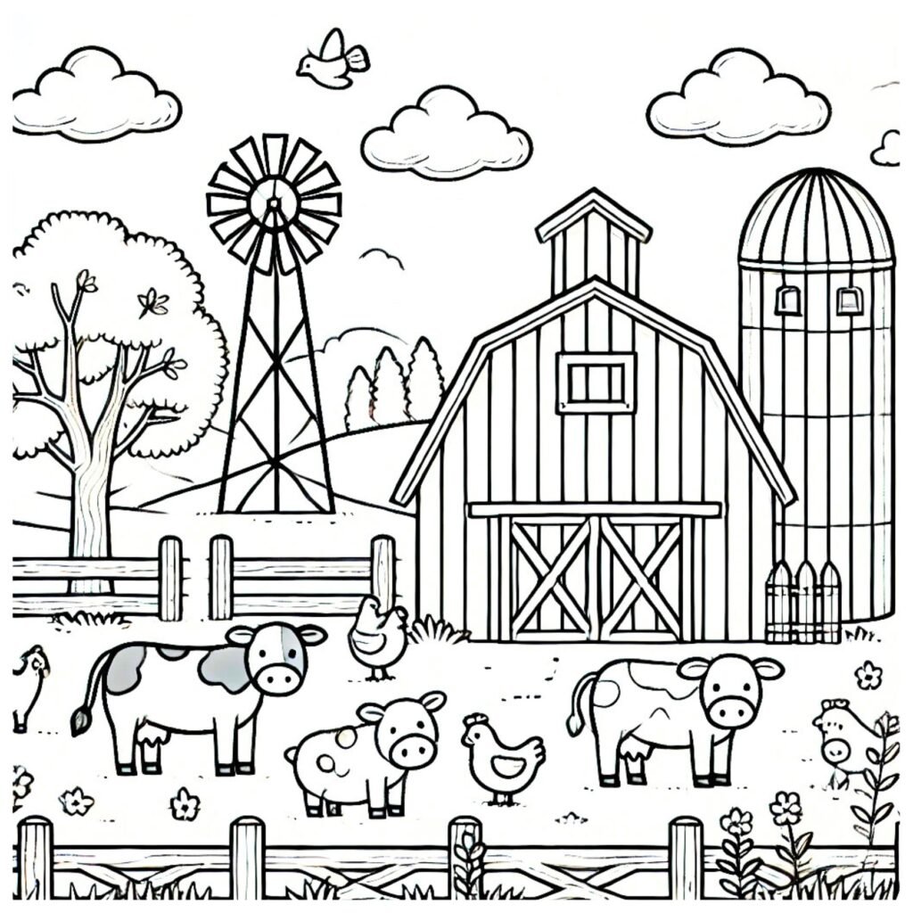 Granja para colorear 