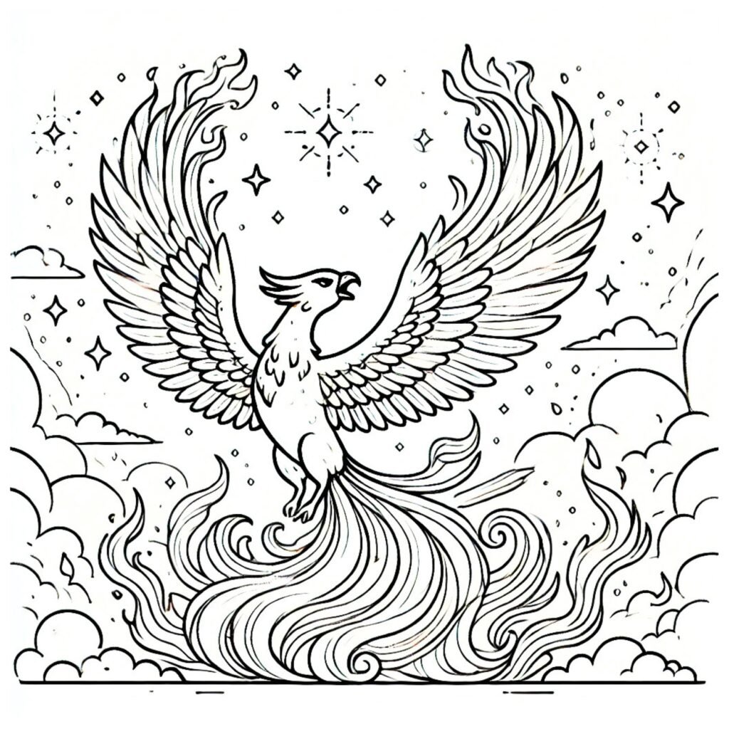 Ave fenix para colorear