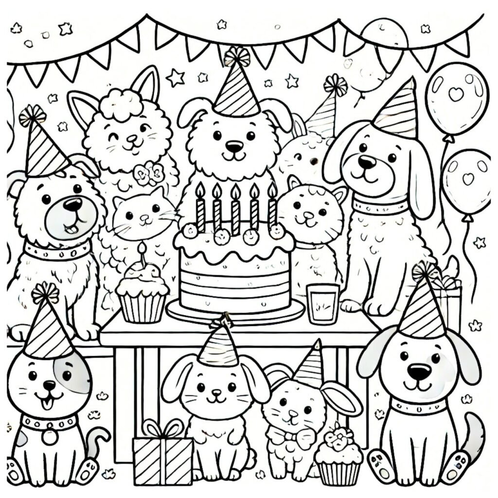 Fiesta de animales para pintar por niños