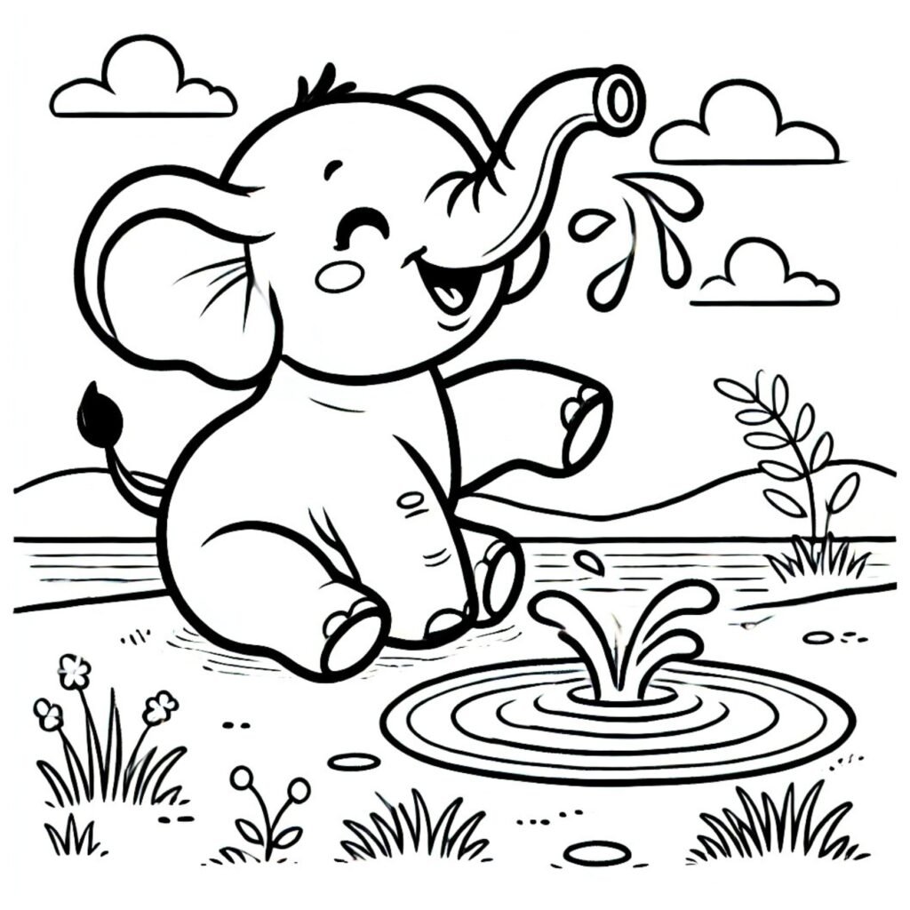 Elefante para colorear por niños