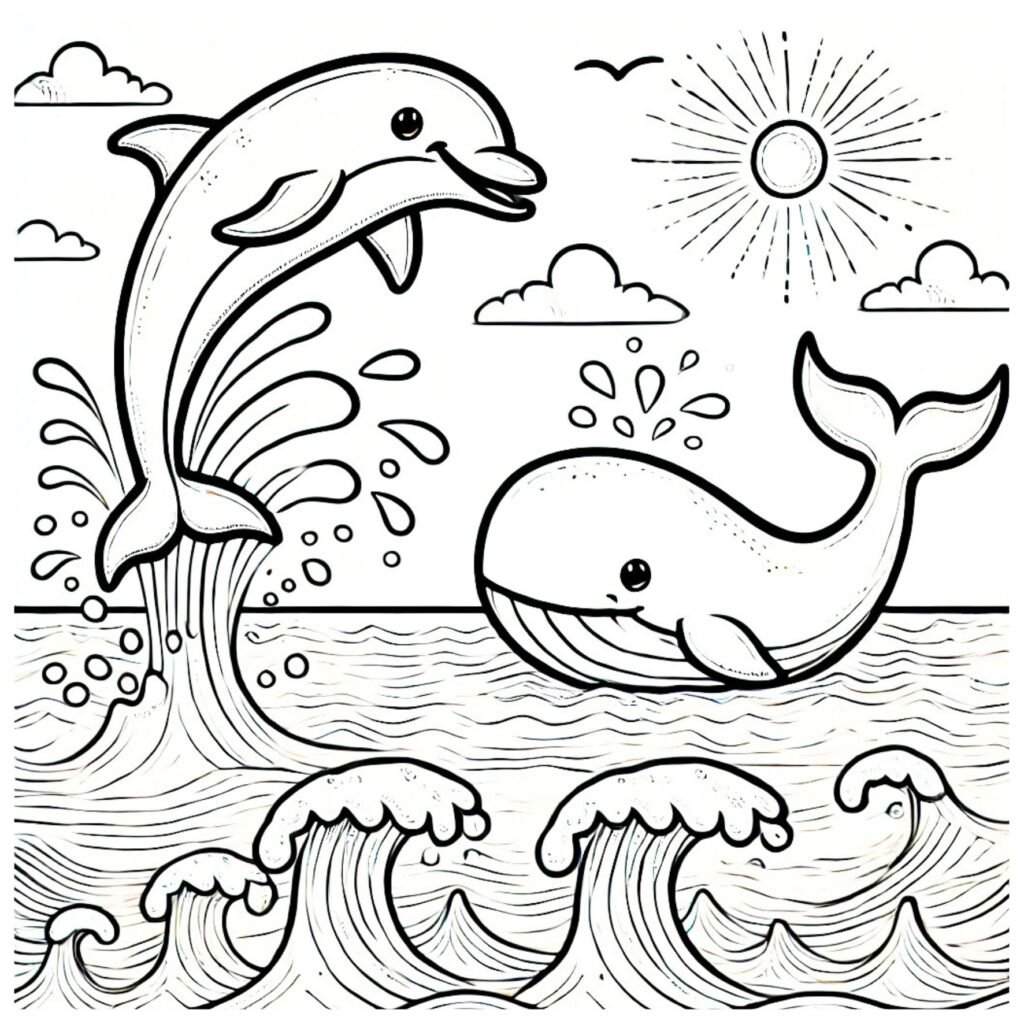 Pintar ballenas y delfines para niños
