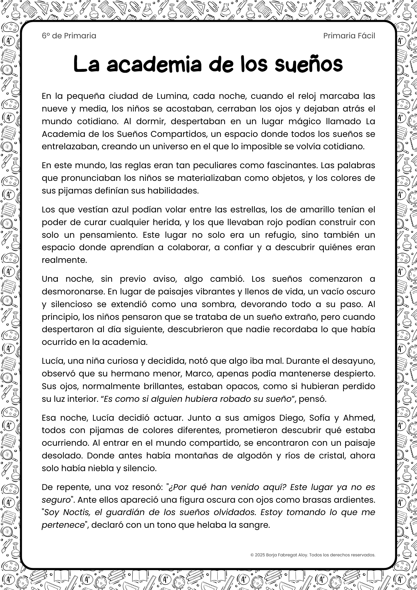 comprensio lectora 6 primaria