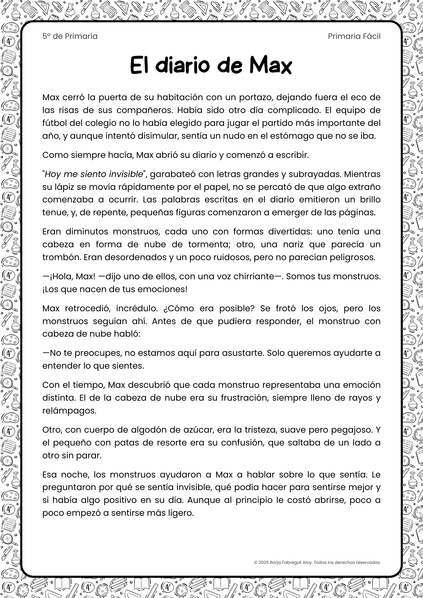 comprensión lectora 5 primaria para imprimir