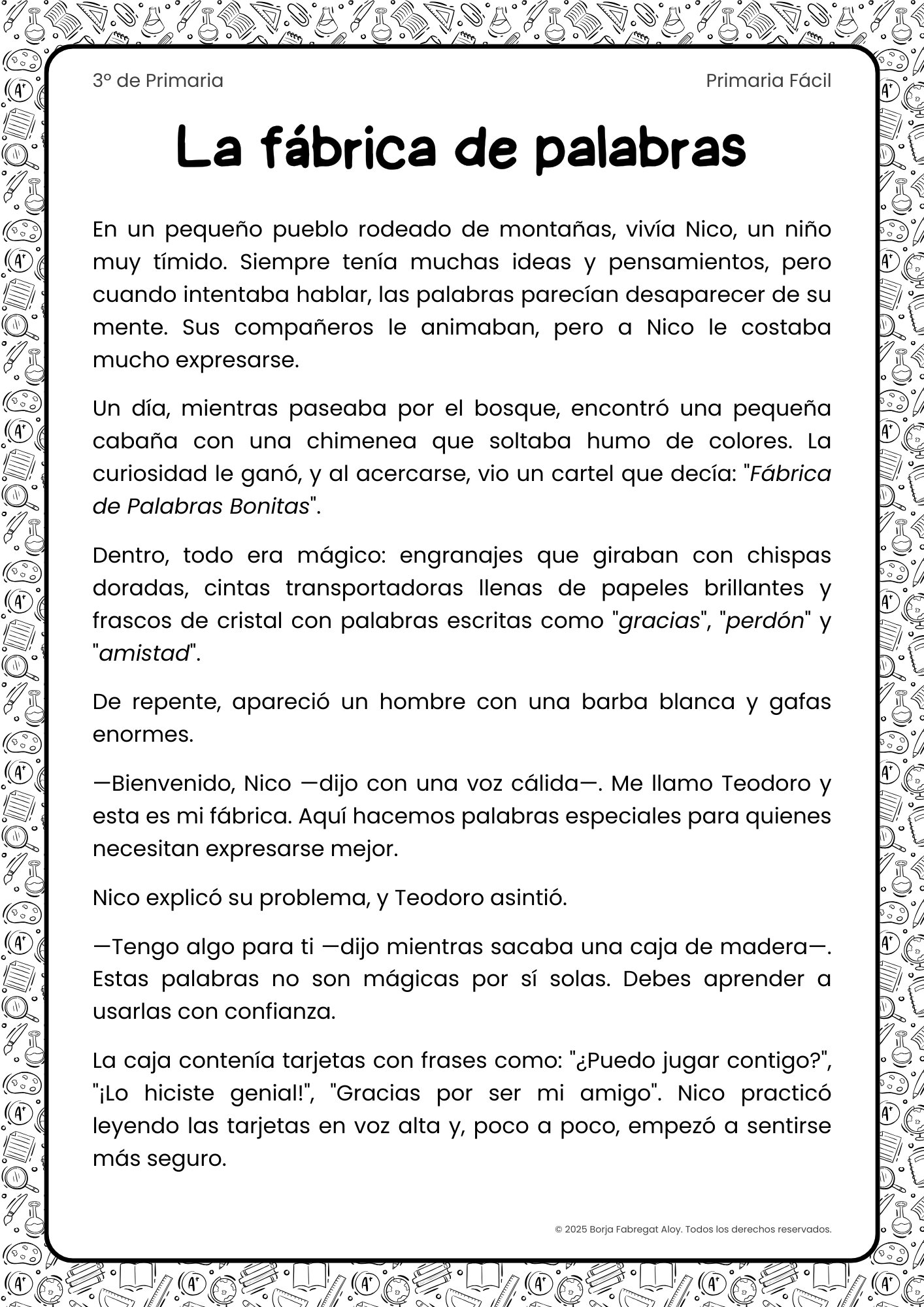 lectura comprensiva 3 primaria para imprimir