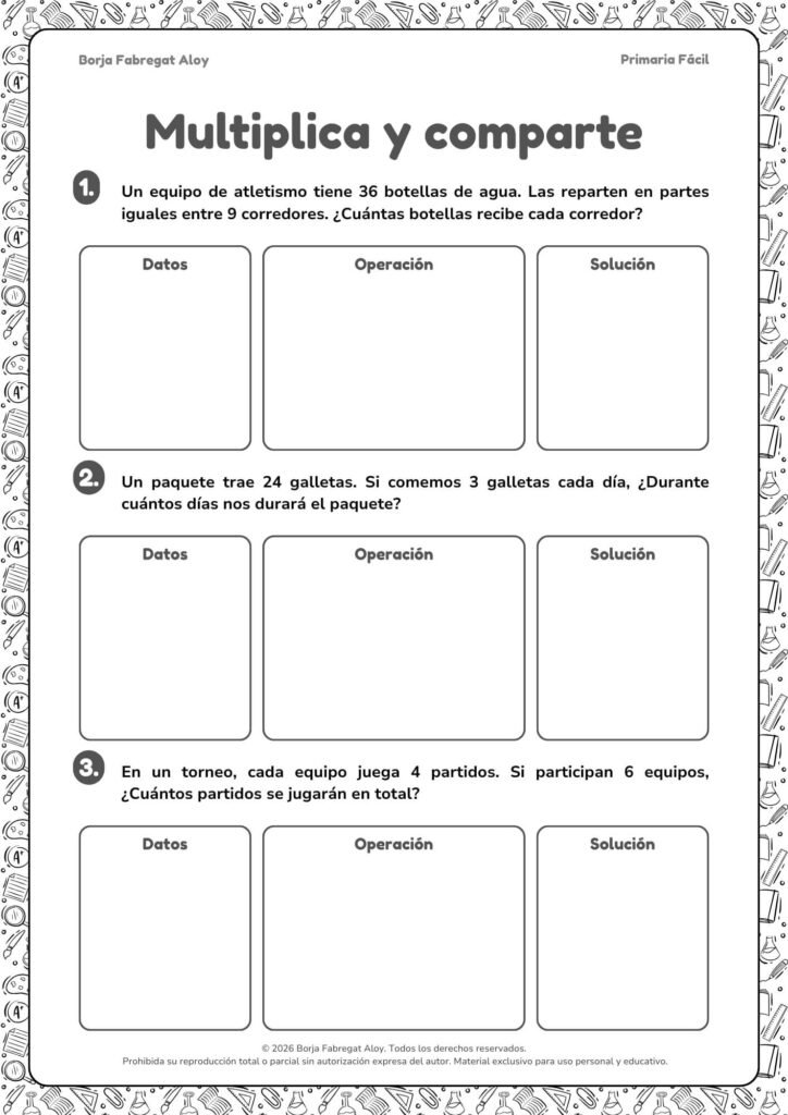 Problemas de matemáticas para 4º de Primaria