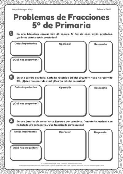 problema de fracciones 5 primaria
