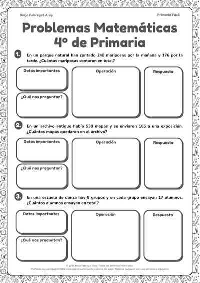 problemas 4 de primaria matematicas