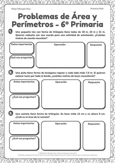 problemas de areas 6 primaria