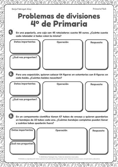 problemas de divisiones 4 primaria pdf