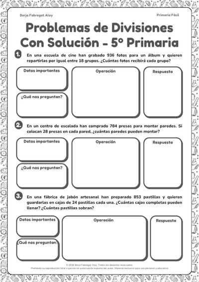 problemas de divisiones 5 primaria resueltos