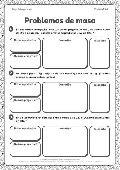 problemas de masa 3 primaria pdf