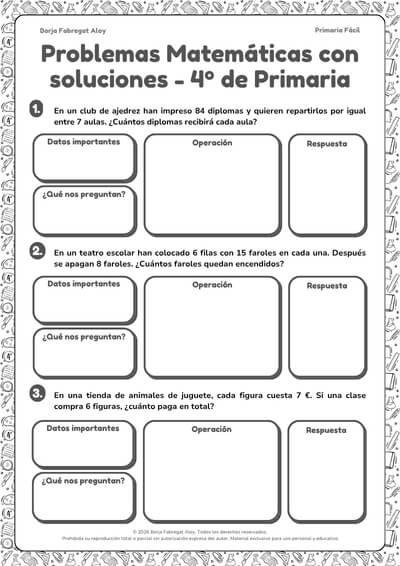 problemas de matemáticas 4 primaria con soluciones pdf