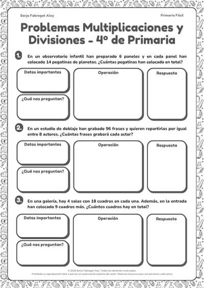 problemas de matemáticas 4 primaria multiplicaciones y divisiones pdf