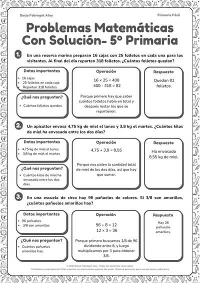 problemas de matemáticas 5 primaria con soluciones pdf