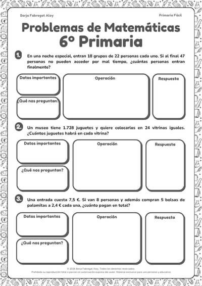 problemas de matematicas 6 primaria