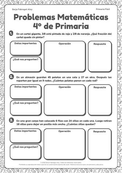 problemas de matematicas de 4 de primaria para imprimir