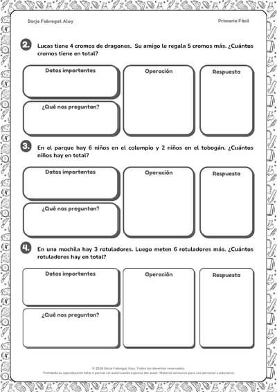 problemas de matematicas primero de primaria