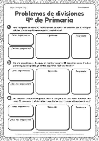 problemas divisiones 4 primaria