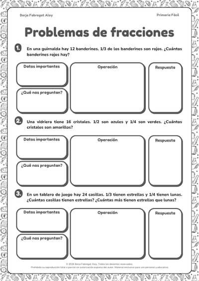 problemas fracciones 3 primaria pdf