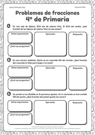 problemas fracciones 4 primaria pdf