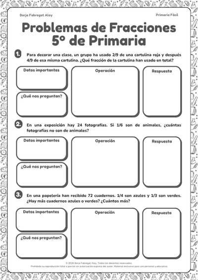 problemas fracciones 5 primaria pdf