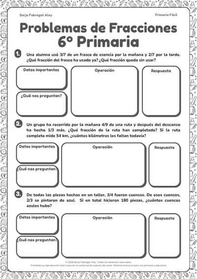 problemas fracciones 6 primaria pdf
