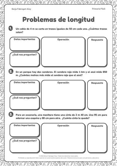 problemas longitud 3 primaria