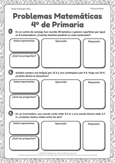 problemas matematicas 4 primaria pdf