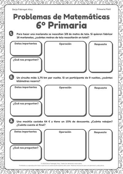 problemas matematicas sexto primaria