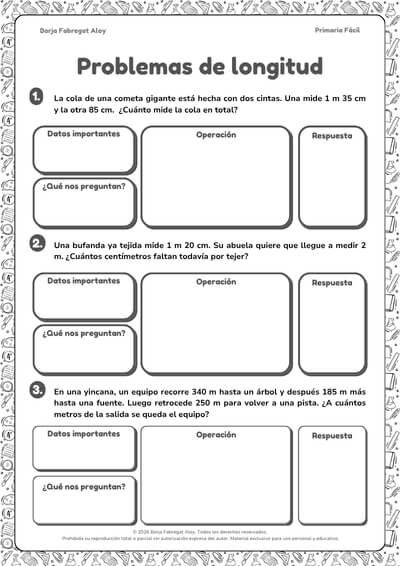 problemas medidas de longitud 3 primaria pdf