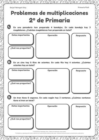 problemas multiplicaciones 2 primaria pdf