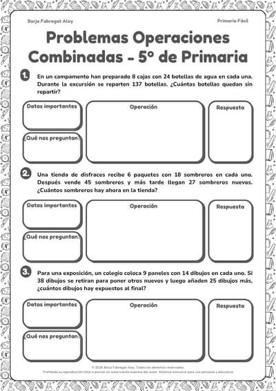 problemas operaciones combinadas 5 primaria pdf