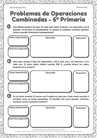 problemas operaciones combinadas 6 primaria pdf