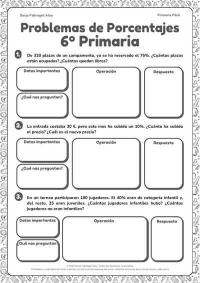 problemas porcentajes 6 primaria pdf