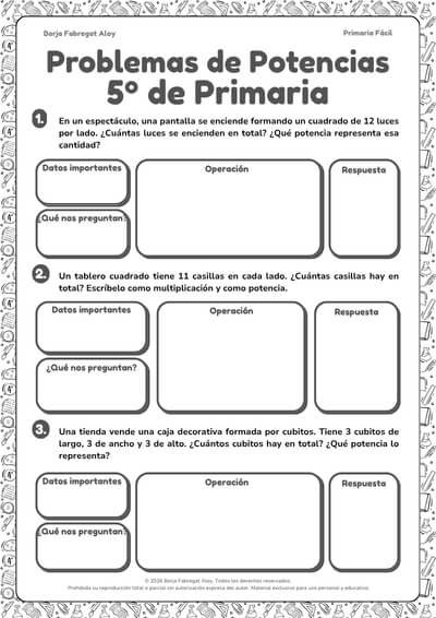 problemas potencias 5 primaria pdf