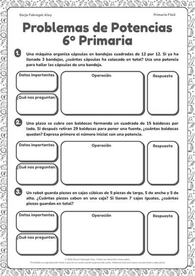 problemas potencias 6 primaria pdf