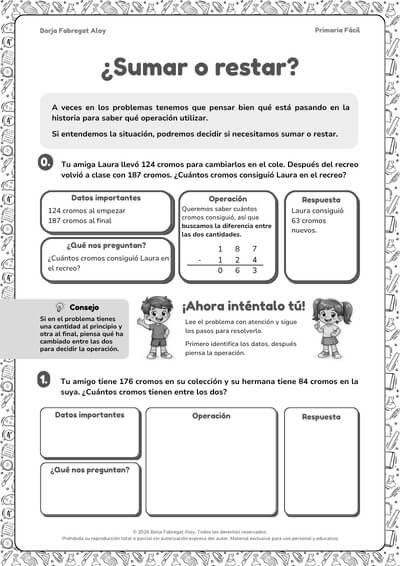problemas sumas y restas 3 primaria